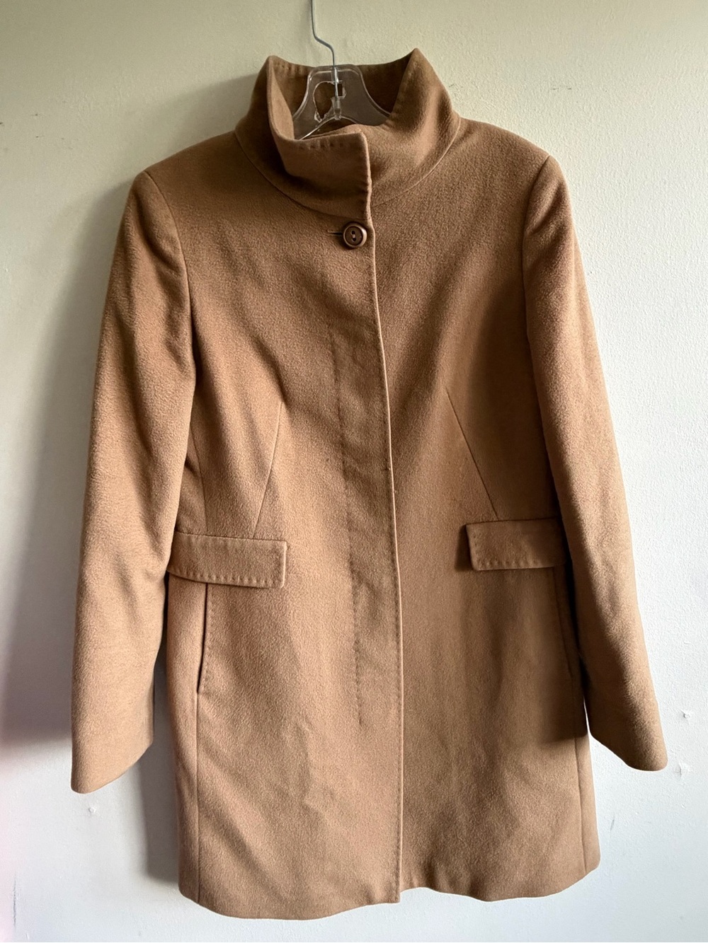 MaxMara Camel Wool-Blend Stand Collar Trench Coat